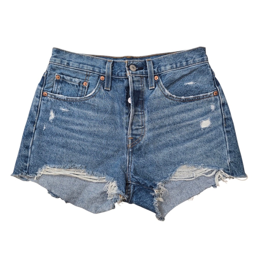 Levi's 501 High Rise Distressed Denim Cutoff Shorts Women's Size 27